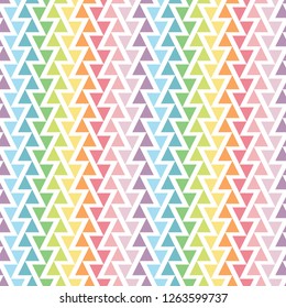 colorful zig-zag triangles. rainbow and pastel color concept. seamless pattern. vector illustration.