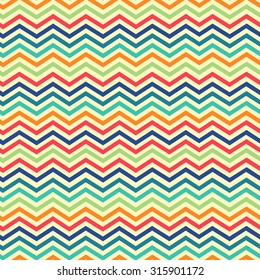 Colorful zigzag vector seamless pattern. Chevron vintage pattern