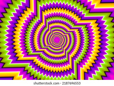 Colorful zigzags. Optical expansion illusion.