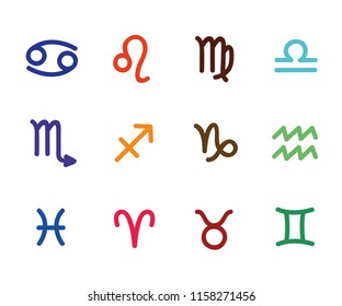 colorful zodiac outline stylized sign horoscope vector illustration EPS10