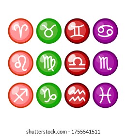 Colorful zodiac signs. Horoscope. Aries, Taurus, Gemini, Cancer, Leo, Virgo, Libra, Scorpio, Sagittarius, Capricorn, Aquarius, Pisces.