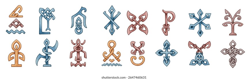 Colorful  zodiac symbols clipart set. Hand-painted astrological signs for horoscopes, mystical designs, planners, and spiritual projects. Ideal for prints, apps, or astrology branding.