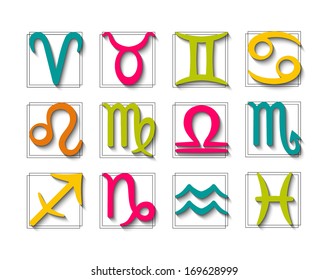 Colorful zodiac symbols set