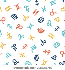 Colorful zodiacal signs seamless pattern.
