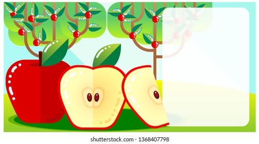Colorful,flat design, apple tree page 