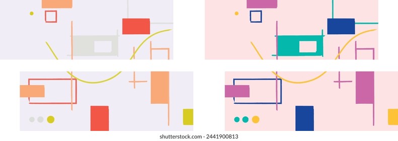 Colorfull Abstract Bauhaus diptych painting