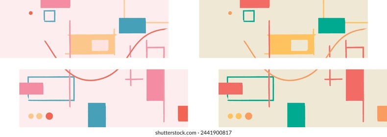 Colorfull Abstract Bauhaus diptych painting