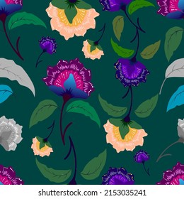 colorfull abstract flower seamless pattern design suitable for use as a fabric motif or wallpaper background