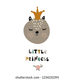 Colorfull animal in a flat style. For greeting cards, baby shower and invitation. Perfect for wall art.