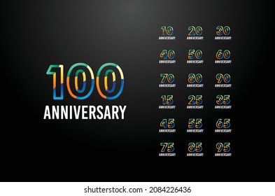 Colorfull Anniversary Badge Gradient Set Number Background For Celebration