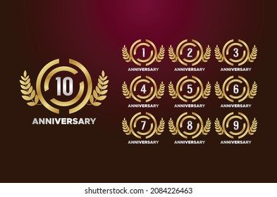 Colorfull Anniversary Badge Gradient Set Number Background For Celebration