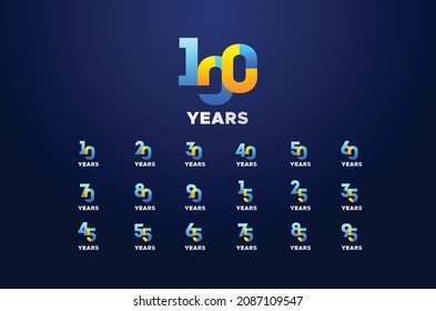Colorfull Anniversary Badge Gradient Set Number Background For Celebration