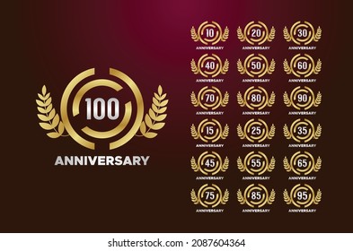 Colorfull Anniversary Badge Gradient Set Number Background For Celebration