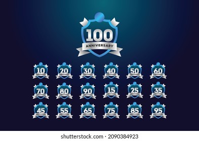 Colorfull Anniversary Badge Gradient Set Number Background For Celebration