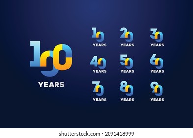 Colorfull Anniversary Badge Gradient Set Number Background For Celebration