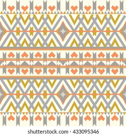 Colorfull aztec seamless pattern on dark background.. Ethnic abstract geometric texture. Hand drawn navajo fabric. Used for wallpaper, web page background, fabric, paper, postcards.