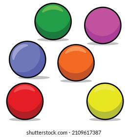 colorfull ball set bold outlined vector design