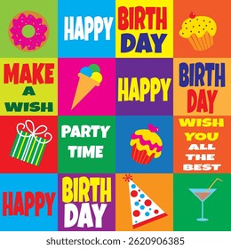 colorfull birthday card illustration vector

