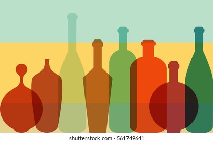 Colorfull bottles background. Art concept.