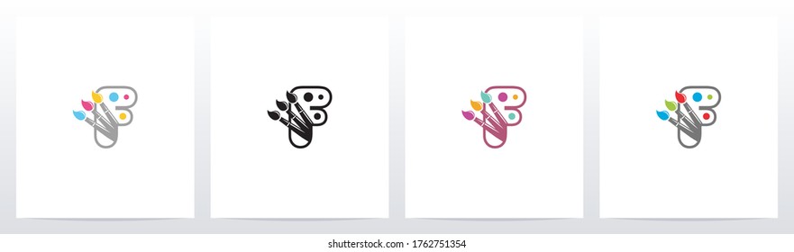 Colorfull Brushes On Letter Logo Design F