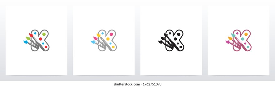 Colorfull Brushes On Letter Logo Design K