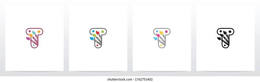 Colorfull Brushes On Letter Logo Design T