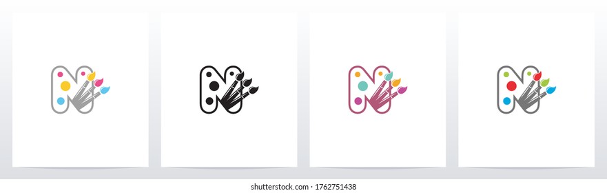 Colorfull Brushes On Letter Logo Design N