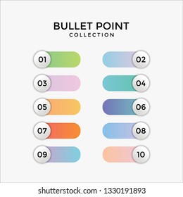 Colorfull bullet point 1 to 10