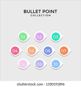 Colorfull bullet point 1 to 10