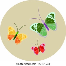 colorfull butterflies easy to edit