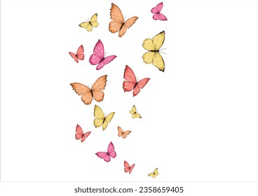 colorfull butterfly flock hand drawn design