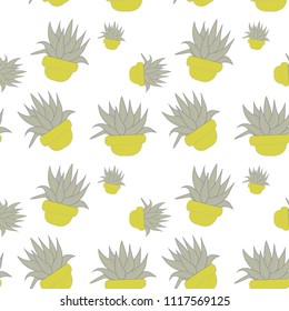 Colorfull cactus pattern. Hand drawing sketch illustration
