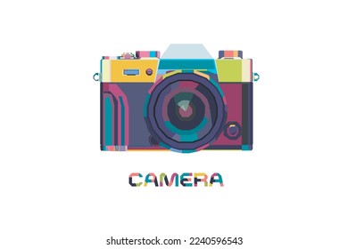 Colorfull Camera, in white background, vector pop art style