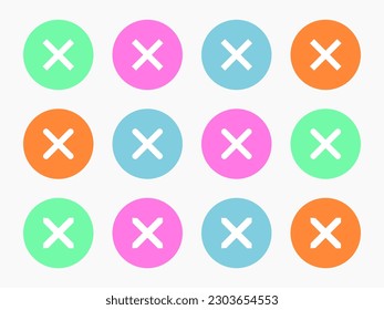Colorfull cancel icon, x vector icon design