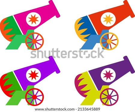 Colorfull cannons in flat simple colors