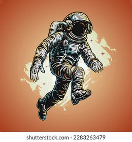 Colorfull Cartoon Astronaut Vector Illustration