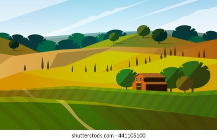 Colorfull Cartoon Flat Landscape Vector Illustration Stock Vector ...