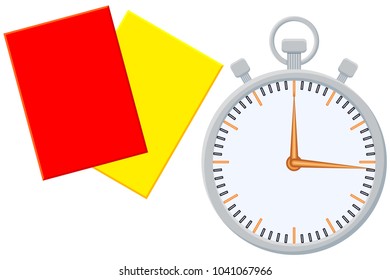 Colorfull cartoon sport timer referee card icon set. Sport vector illustration for gift card, flayer, certificate banner, icon, logo, patch sticker