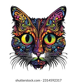 Un colorido arte del vector de la cara de un gato