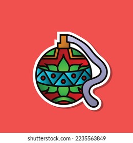 colorfull Christmas ball sticker Icon illustration
