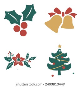 colorfull christmas day element vector