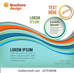 Colorfull circle on blue wave background - abstract flyer design