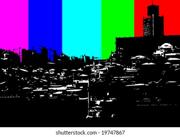 color-full city, wallpaper, background, texture, abstract