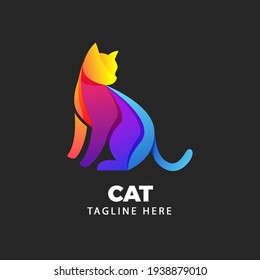 Colorfull Cute Cat logo gradient illustration