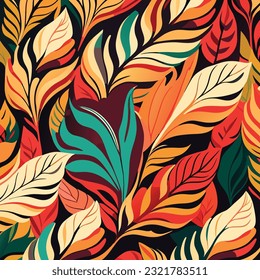 Colorfull design for wallpaper and decorative  paper. Leaf Pattern for Hijab Printing. Sublimation printing small pattern. orange yellow tosca the colorfull pride dark background