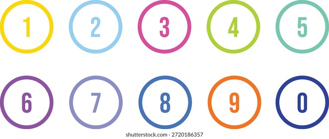 farbenvolle Ziffernnummern Art Template Design. 0 1 2 3 4 5 6 7 8 9. Vektordesign