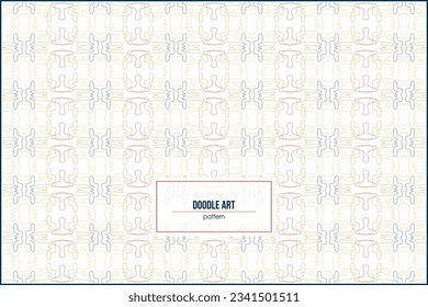 colorfull doodle art line pattern with vintage style colors