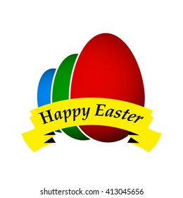 Colorfull eggs with ribbon Happy easter, celebrate background, vector