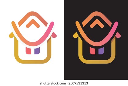 colorfull emoji home logo design with vector
