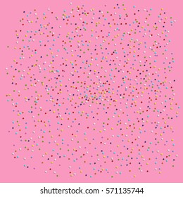 colorfull flat vector cream texture sprinkles topping as confectionery sweet or confetti on pink glaze background